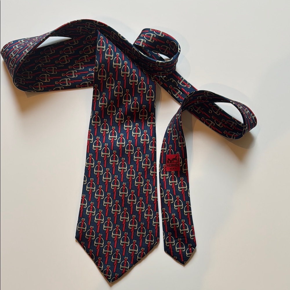 Vintage Hermes Red and Blue Pattern
